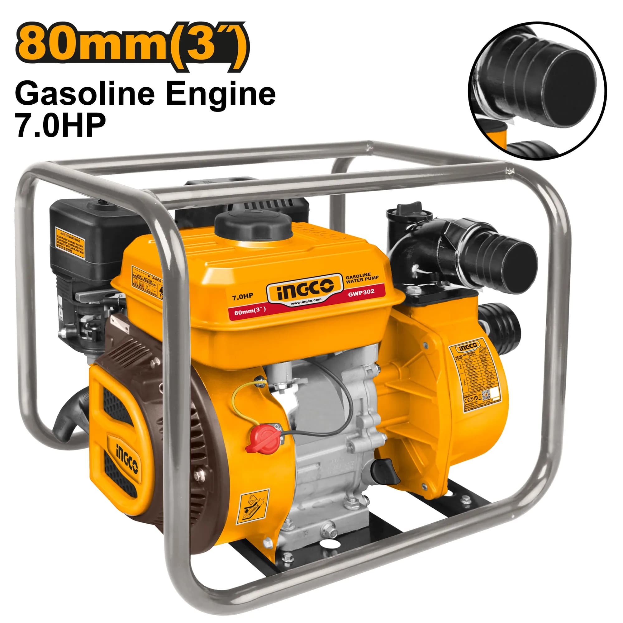 BOMBA DE AGUA A GASOLINA 7.0 HP 3" 1000L/MIN INGCO
