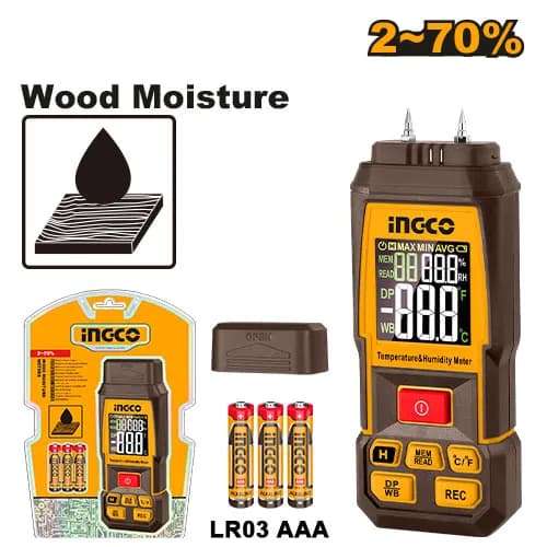 MEDIDOR DE HUMEDAD EN MADERA DIGITAL 2-70% INGCO
