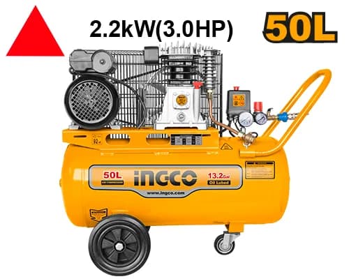 COMPRESOR DE AIRE 3HP 50L CON BANDA INGCO
