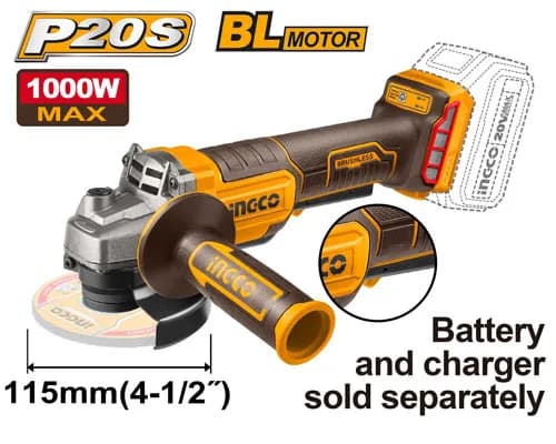 AMOLADORA ANGULAR 4-1/2" BL 20V 8000RPM INGCO