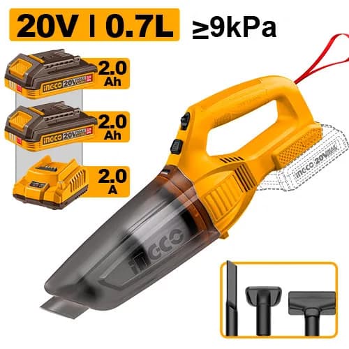 ASPIRADORA INALAMBRICA 0,7L 20V + 2 BAT 2.0AH + CARG INGCO
