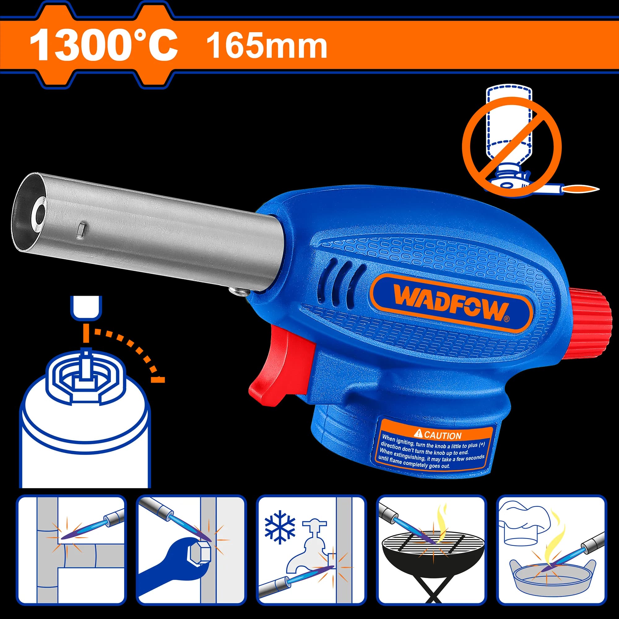 PISTOLA DE LLAMA FLAMEADORA A GAS 165MM WADFOW